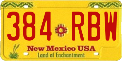 NM license plate 384RBW