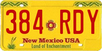 NM license plate 384RDY