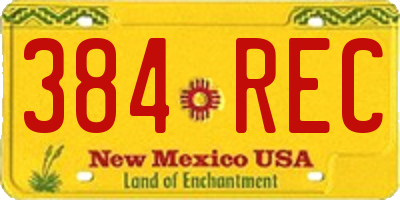 NM license plate 384REC