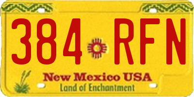 NM license plate 384RFN