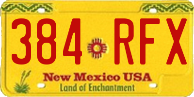 NM license plate 384RFX