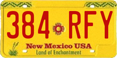 NM license plate 384RFY