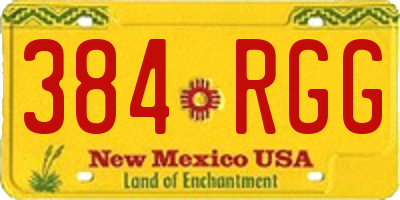 NM license plate 384RGG