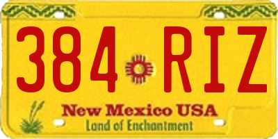NM license plate 384RIZ