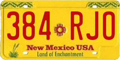 NM license plate 384RJO