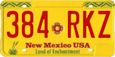 NM license plate 384RKZ