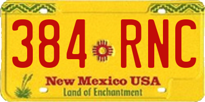 NM license plate 384RNC