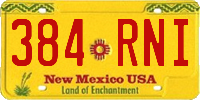 NM license plate 384RNI