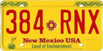 NM license plate 384RNX
