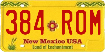 NM license plate 384ROM
