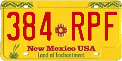 NM license plate 384RPF