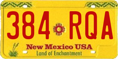 NM license plate 384RQA