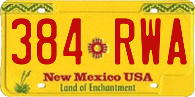 NM license plate 384RWA
