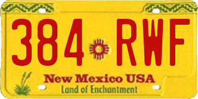 NM license plate 384RWF