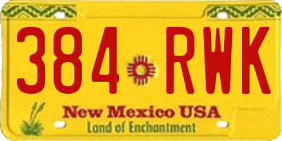 NM license plate 384RWK