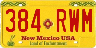 NM license plate 384RWM