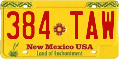 NM license plate 384TAW