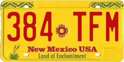 NM license plate 384TFM