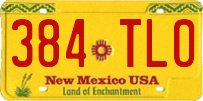 NM license plate 384TLO