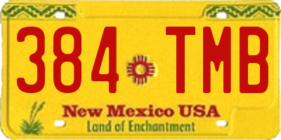 NM license plate 384TMB