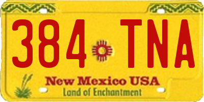 NM license plate 384TNA