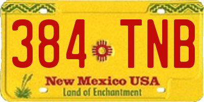 NM license plate 384TNB