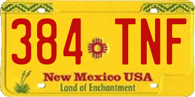 NM license plate 384TNF