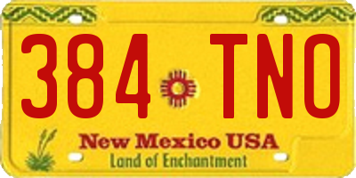 NM license plate 384TNO