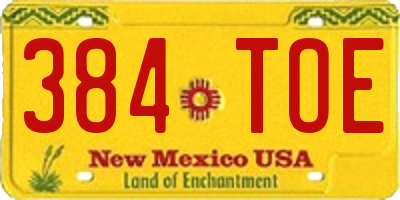 NM license plate 384TOE
