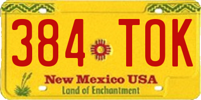 NM license plate 384TOK