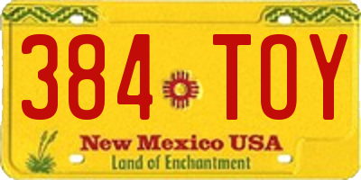 NM license plate 384TOY