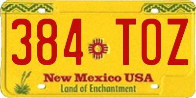 NM license plate 384TOZ