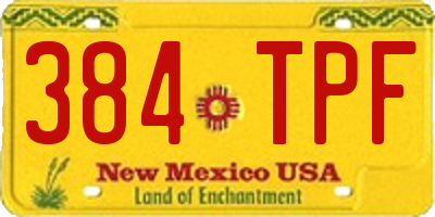 NM license plate 384TPF