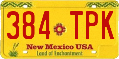 NM license plate 384TPK