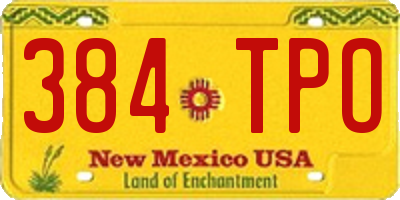NM license plate 384TPO