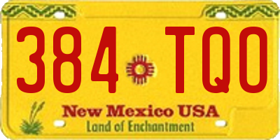 NM license plate 384TQO