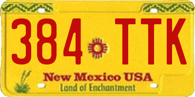 NM license plate 384TTK