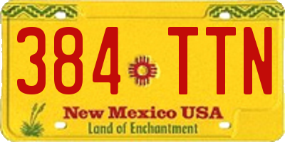 NM license plate 384TTN