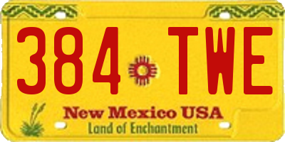 NM license plate 384TWE