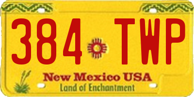NM license plate 384TWP
