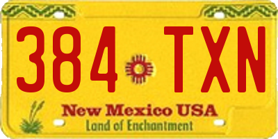 NM license plate 384TXN