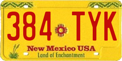 NM license plate 384TYK