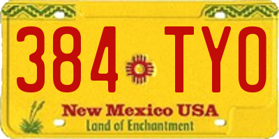 NM license plate 384TYO