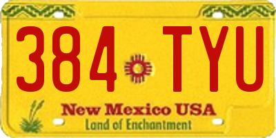 NM license plate 384TYU