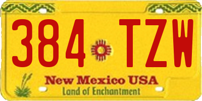 NM license plate 384TZW