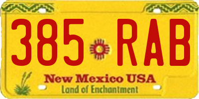 NM license plate 385RAB