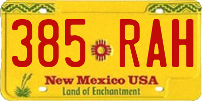 NM license plate 385RAH