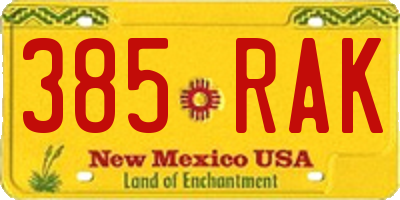 NM license plate 385RAK