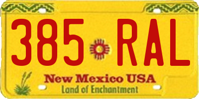 NM license plate 385RAL