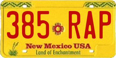 NM license plate 385RAP